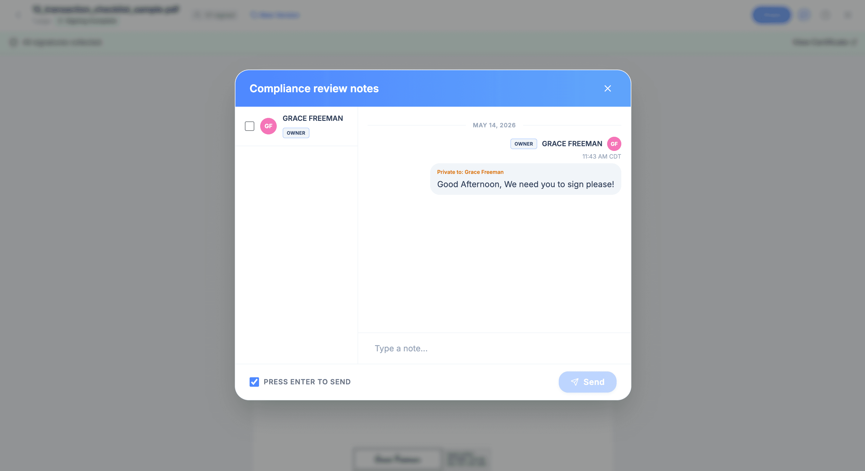 Kapytl compliance review notes modal